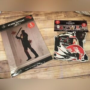 Friday the 13th Jason voorhee scene setters & 12 pcs halloween decoration -new